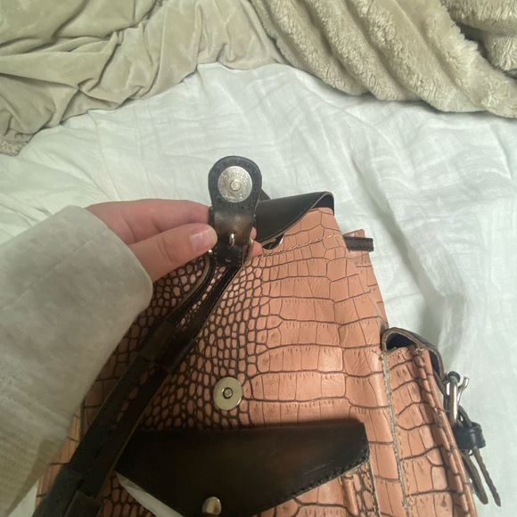 Crocodile Pattern Pink/tan and Brown Women's Bag - Picture 3 of 8